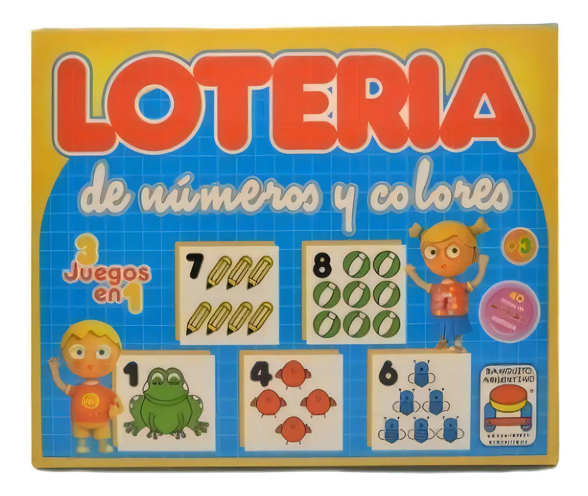 Juego Didáctico Lotería de Números y Colores piezas en madera Banquito Argentino