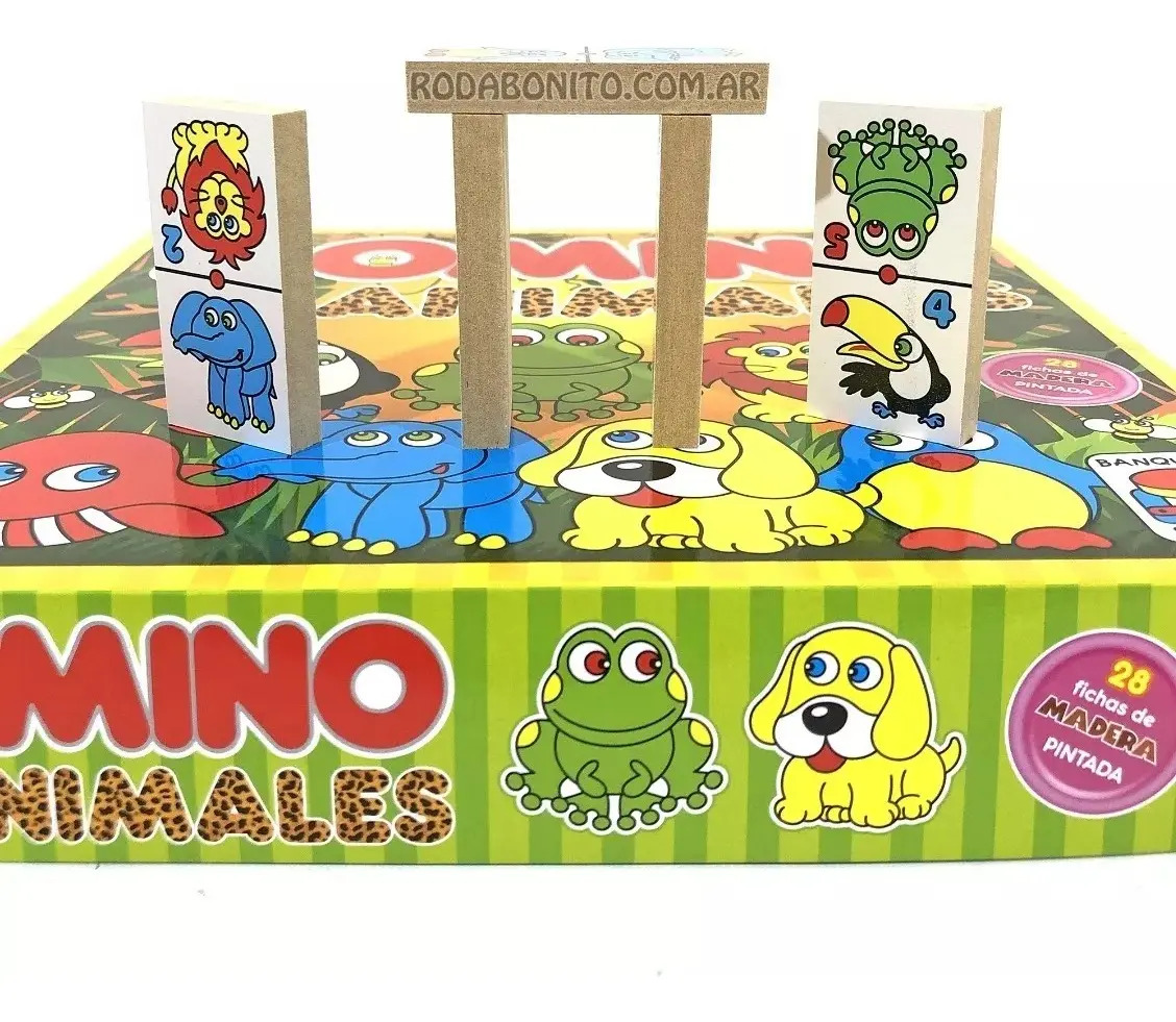 Domino De Madera 28pcs Juego De Animales Banquito Argentino A105