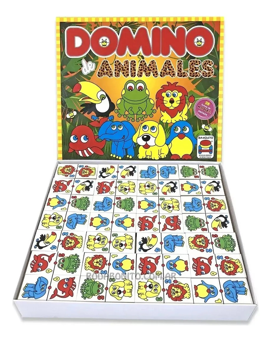 Domino De Madera 28pcs Juego De Animales Banquito Argentino A105