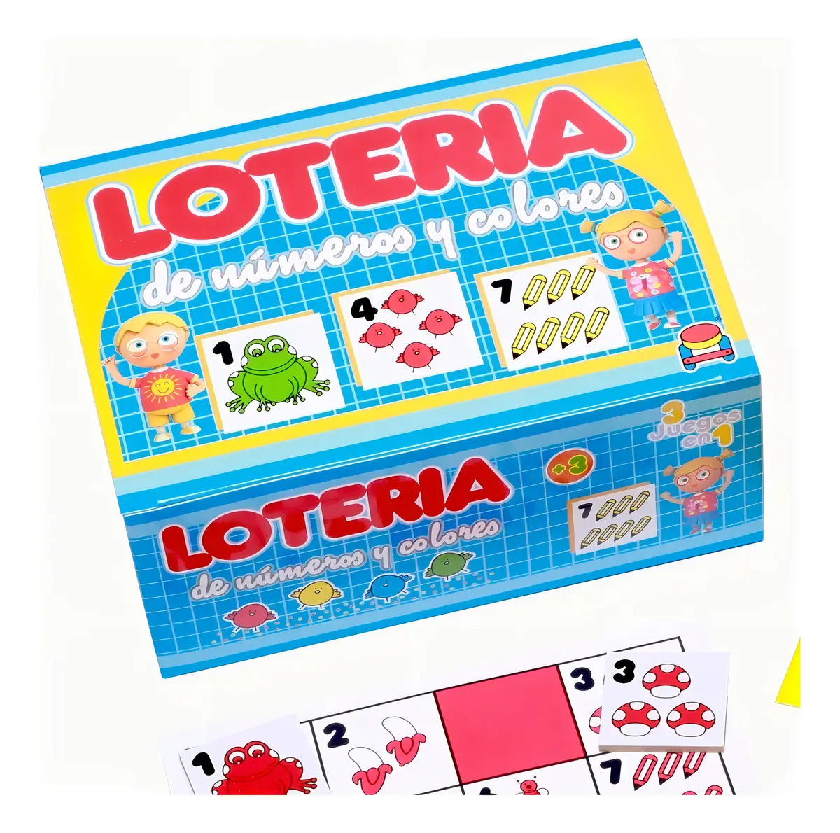 Juego Didáctico Lotería de Números y Colores piezas en madera Banquito Argentino