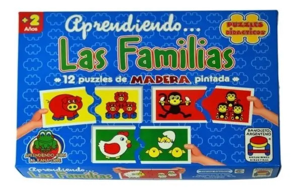 Rompecabezas Infantil Madera 12 Piezas Banquito Argentino A121 Animales