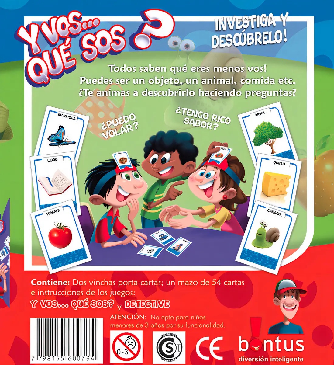 Juego de Cartas Y Vos Quién Sos? Bontus Español 2-6 Jugadores