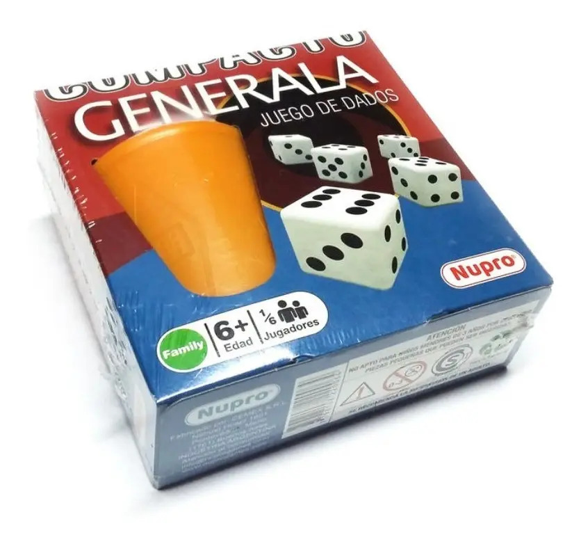 Juego Generala Nupro con Cubilete y Dados Plástico Didáctico