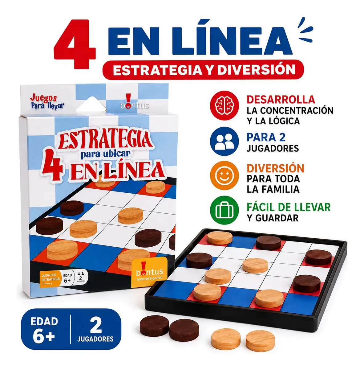 Juego 4 En Línea Estrategia Bontus Familiar Educativo 6+