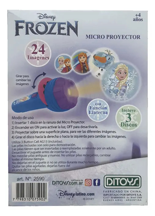Linterna Micro Proyector Frozen Celeste Color Luz Blanco