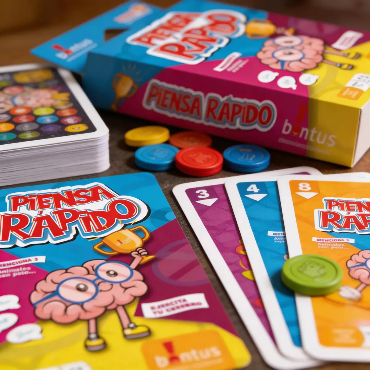 Piensa Rapido Bontus Juego de Mesa Familiar Cartas + Fichas 554