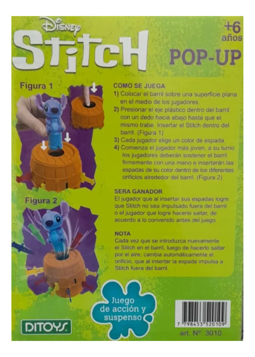 Juego De Mesa De Accion Y Suspenso Disney Stitch Pop Up