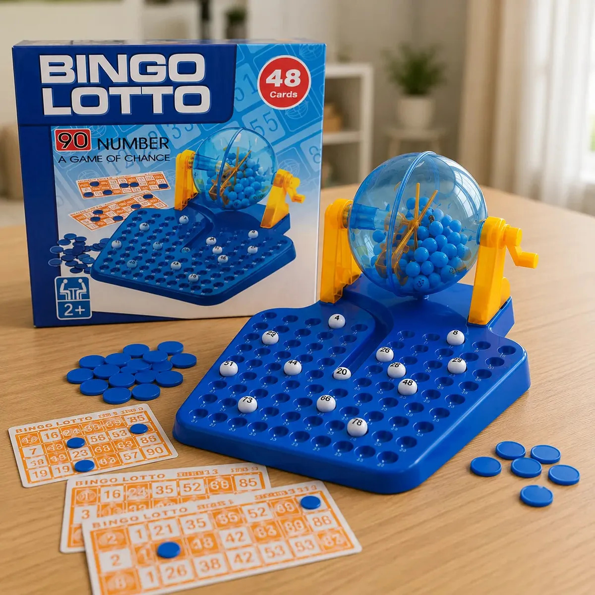 Juego Mesa Bingo Bolillero 90 Números 48 Cartones Plástico Clásico Familiar Craco